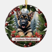 German Shepherd Joy: Weihnachten individuell gesta Keramik Ornament (Vorne)