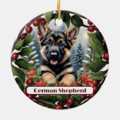 German Shepherd Joy: Weihnachten individuell gesta Keramik Ornament (Hinten)
