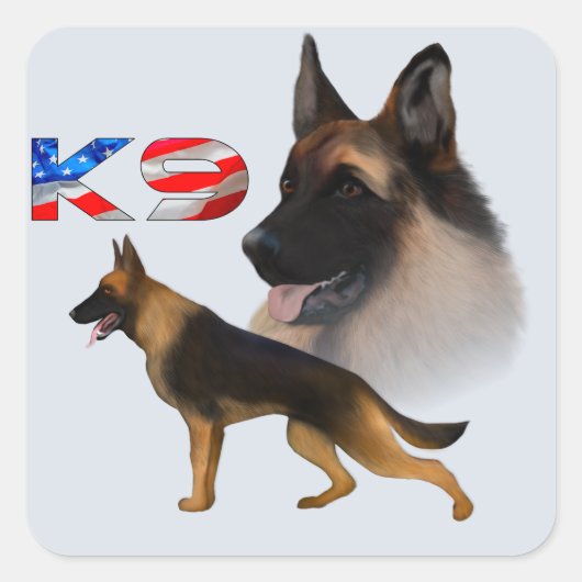 German Shepherd K9 Quadratischer Aufkleber (Vorderseite)