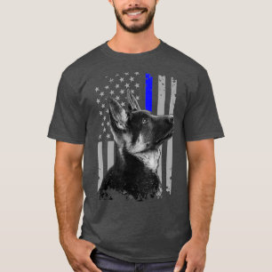 German Shepherd K9 Unit Thin Blue Line Flag Gesche T-Shirt