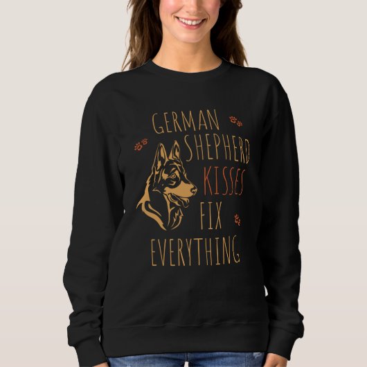 German Shepherd Kisses Fix - Hund Lover Sweatshirt (Vorderseite)