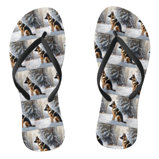 German Shepherd Let It Snow Weihnachten Badesandalen (Fußbett)
