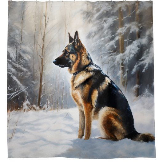 German Shepherd Let It Snow Weihnachten Duschvorhang (Vorderseite)