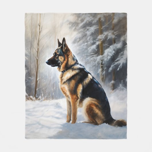 German Shepherd Let It Snow Weihnachten Fleecedecke (Vorderseite)