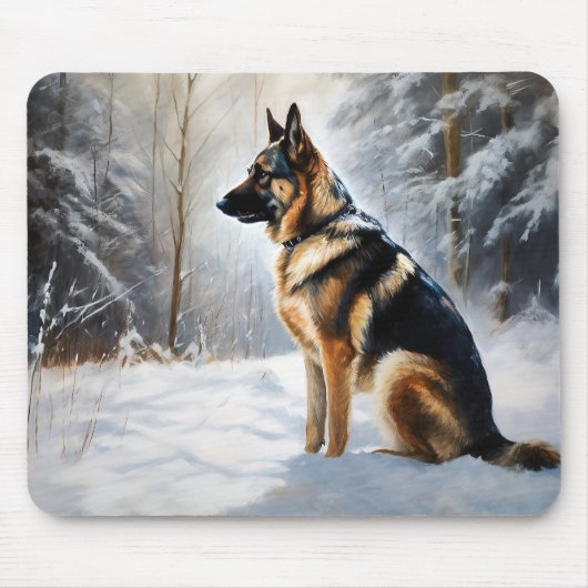 German Shepherd Let It Snow Weihnachten Mousepad (Vorne)