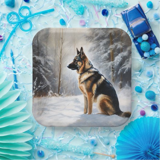 German Shepherd Let It Snow Weihnachten Pappteller (Party)