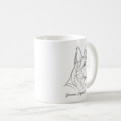 German Shepherd Line Drawing Custom Pet Name Kaffeetasse (VorderseiteRechts)