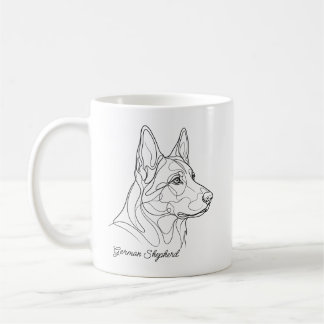 German Shepherd Line Drawing Custom Pet Name Kaffeetasse