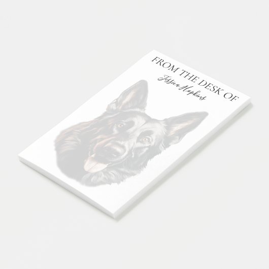 German Shepherd Lover Monogrammed Dog Post-it Klebezettel (angewinkelt)