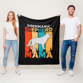 German Shepherd MAMA, Blue Brown on Black Fleecedecke