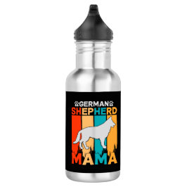 German Shepherd MAMA, Blue Brown on Ladys Black Edelstahlflasche