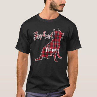German Shepherd Mama Red Kariert Dog Mama T-Shirt