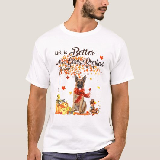 German Shepherd Maple Tree T-Shirt (Vorderseite)