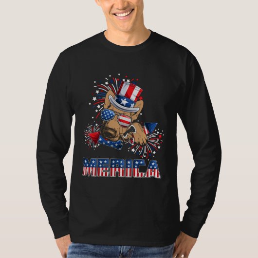 German Shepherd Merica Firework 4th Of July Men Bo T-Shirt (Vorderseite)