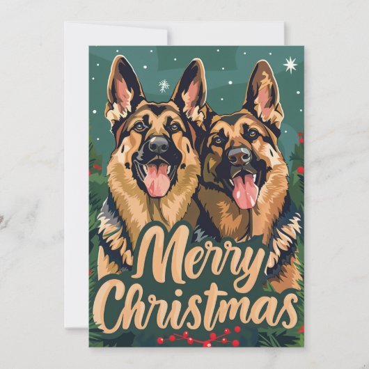 German Shepherd Merry Christmas Feiertagskarte (Vorderseite)