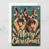 German Shepherd Merry Christmas Feiertagskarte (Vorne/Hinten)