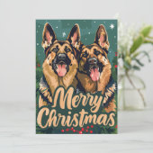 German Shepherd Merry Christmas Feiertagskarte (Stehend Vorderseite)