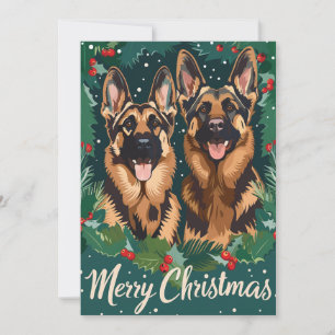 German Shepherd Merry Christmas Feiertagskarte