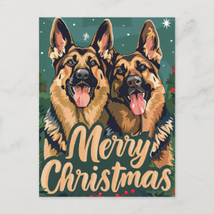 German Shepherd Merry Christmas Postkarte