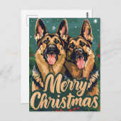 German Shepherd Merry Christmas Postkarte (Vorne/Hinten)