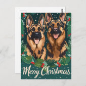 German Shepherd Merry Christmas Postkarte (Vorne/Hinten)