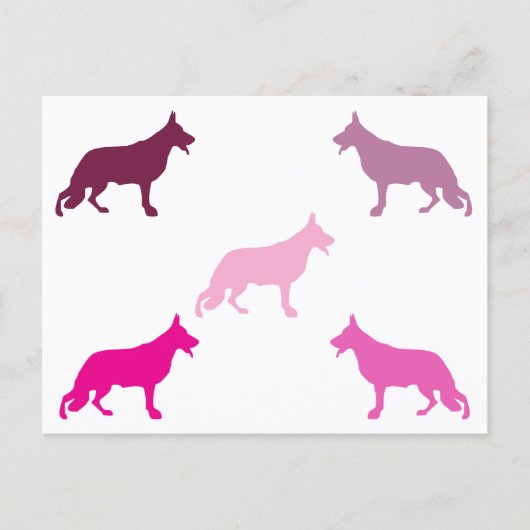 German Shepherd minimal pattern magenta  Postkarte (Vorderseite)
