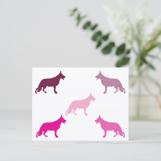 German Shepherd minimal pattern magenta  Postkarte (Stehend Vorderseite)