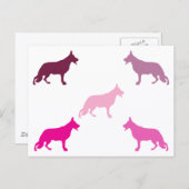 German Shepherd minimal pattern magenta  Postkarte (Vorne/Hinten)