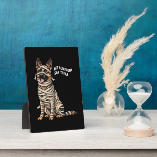 German Shepherd Mummy Halloween Dog Fotoplatte (Seite)