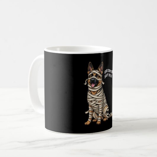 German Shepherd Mummy Halloween Dog Kaffeetasse (Vorderseite Links)