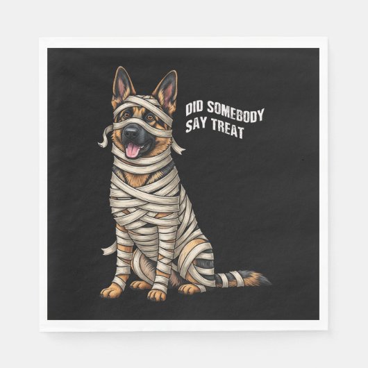 German Shepherd Mummy Halloween Dog Serviette (Vorderseite)