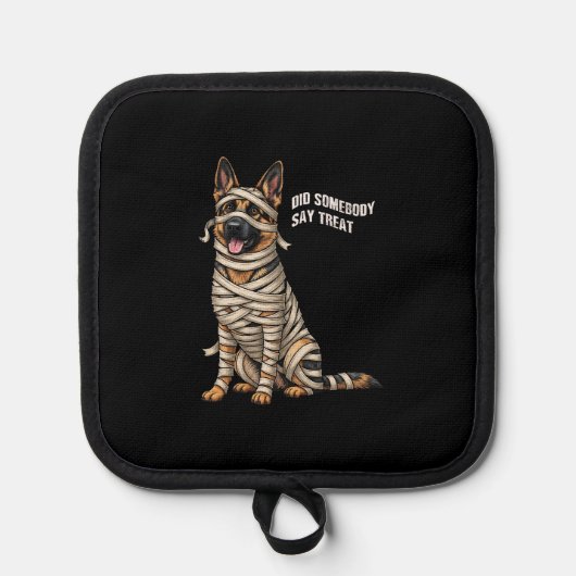 German Shepherd Mummy Halloween Dog Topflappen (Vorderseite)