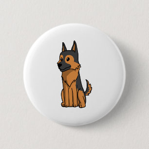 German Shepherd Niedlich Cartoon Button