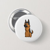 German Shepherd Niedlich Cartoon Button (Vorne & Hinten)