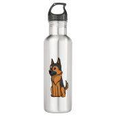 German Shepherd Niedlich Cartoon Edelstahlflasche (Vorderseite)
