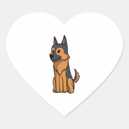 German Shepherd Niedlich Cartoon Herz-Aufkleber (Vorderseite)