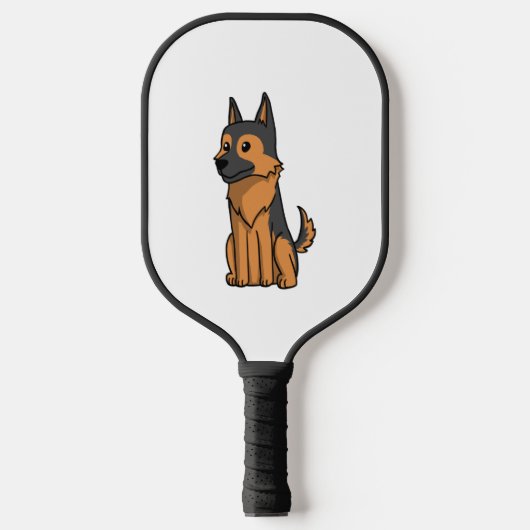 German Shepherd Niedlich Cartoon Pickleball Schläger (Vorderseite)