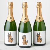 German Shepherd Niedlich Cartoon Schaumweinetikett (Flaschen)