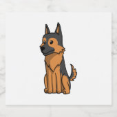 German Shepherd Niedlich Cartoon Schaumweinetikett (Einzelnes Label)