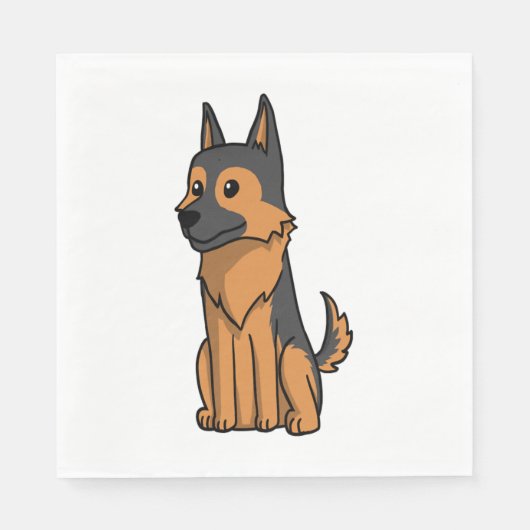 German Shepherd Niedlich Cartoon Serviette (Vorderseite)