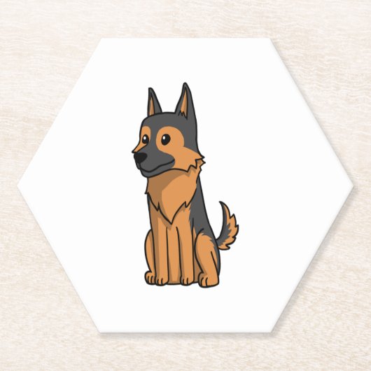 German Shepherd Niedlich Cartoon Untersetzer (Vorderseite)