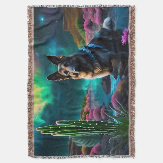 German Shepherd on a Alien World Decke (Vorderseite Vertikal)