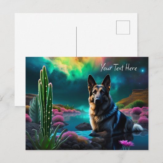 German Shepherd on a Alien World Postkarte (Vorne/Hinten)
