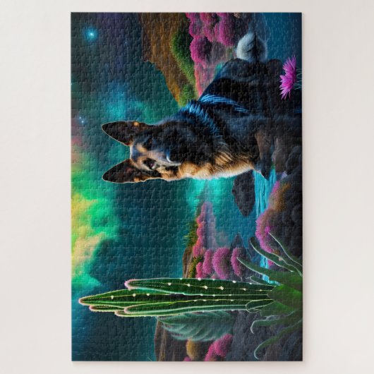 German Shepherd on a Alien World Puzzle (Vertikal)