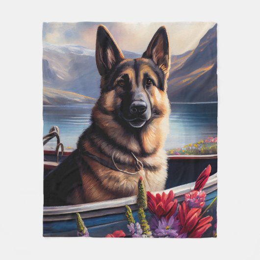 German Shepherd on a Paddle: Ein Landschaftliches  Fleecedecke (Vorderseite)