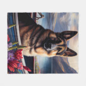 German Shepherd on a Paddle: Ein Landschaftliches Fleecedecke (Vorderseite (Horizontal))