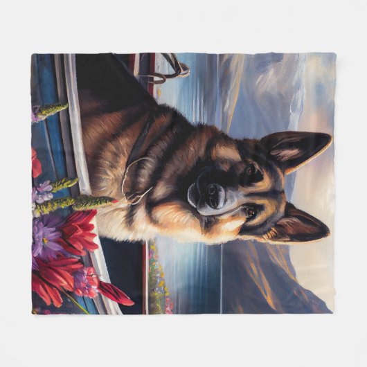 German Shepherd on a Paddle: Ein Landschaftliches Fleecedecke (Vorderseite (Horizontal))