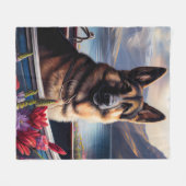 German Shepherd on a Paddle: Ein Landschaftliches Fleecedecke (Vorderseite (Horizontal))