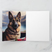 German Shepherd on a Paddle: Ein Landschaftliches  Karte (Innenseite)