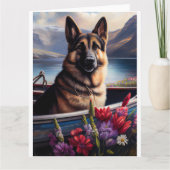 German Shepherd on a Paddle: Ein Landschaftliches Karte (Vorderseite)